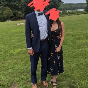 Reformation Blue Ruffled Tiered Midi Dress